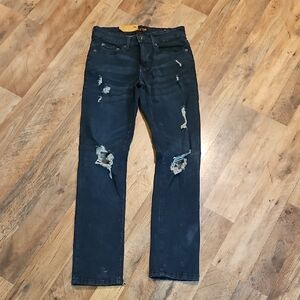 👖Ring of Fire Men's Dark Blue Distressed Skinny Jeans